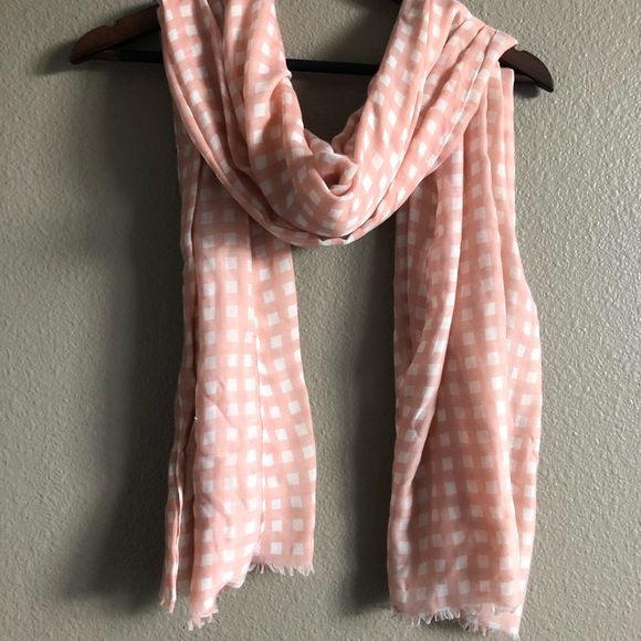 J Crew Blush and White Checkered Scarf - Picture 1 of 2